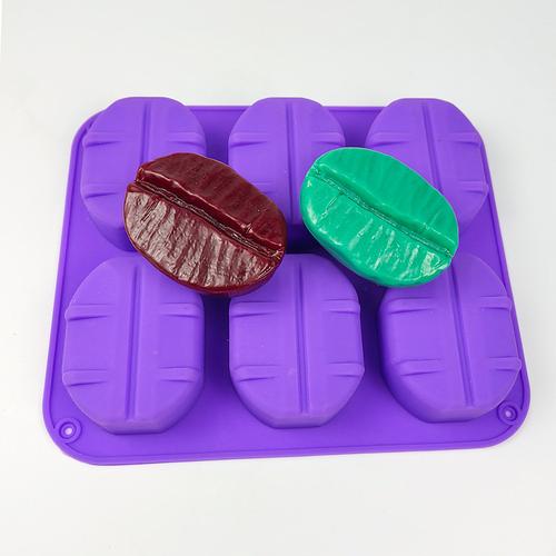 六连咖啡豆硅胶模具咖啡手工皂硅胶模具香薰滴胶蜡烛硅胶模